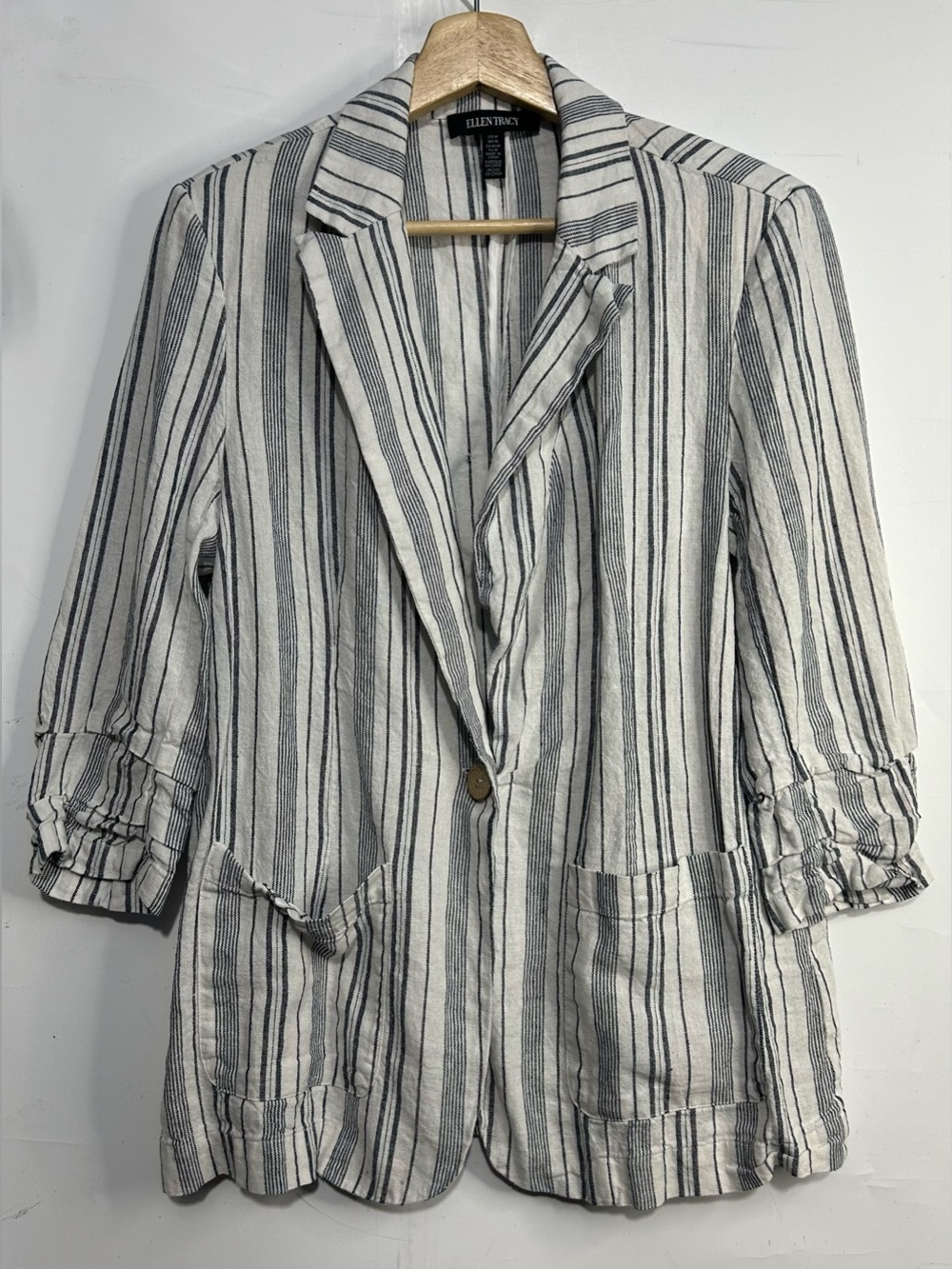 5 for $25🔥Ellen Tracy Vertical‎ Striped Linen Blazer Medium